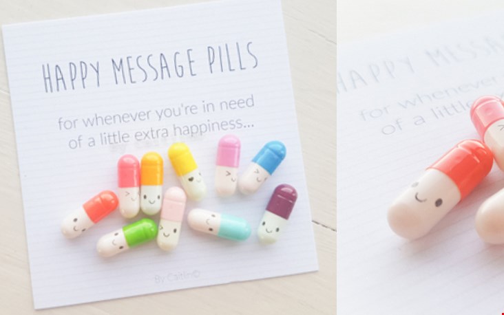 Om blij van te worden: happy message pills Om blij van te worden: happy message pills